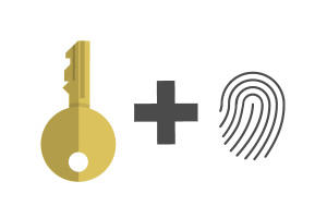 パスワード（鍵）と指紋で強固なセキュリティ