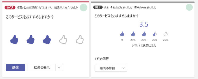 左側の図が評価の入力画面で、右側が投票者の回答を計算した結果を表示しています。