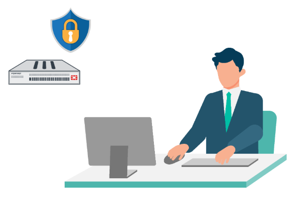 FortiGateの運用管理を委託しコア業務に集中するイメージ