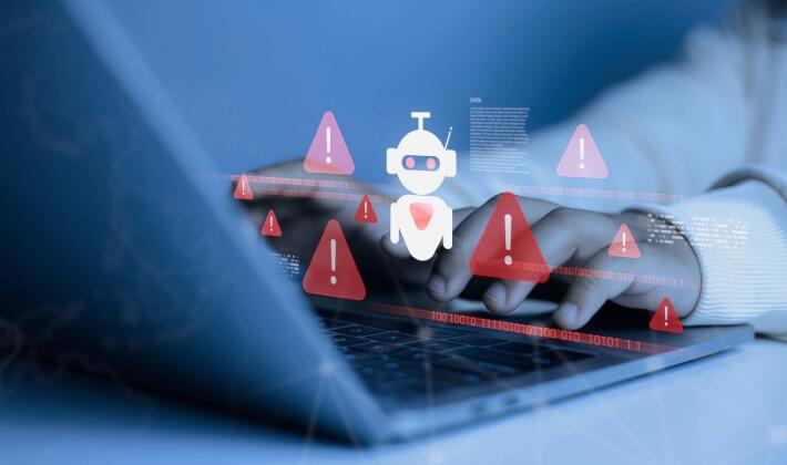 AIによるサイバー攻撃のイメージ